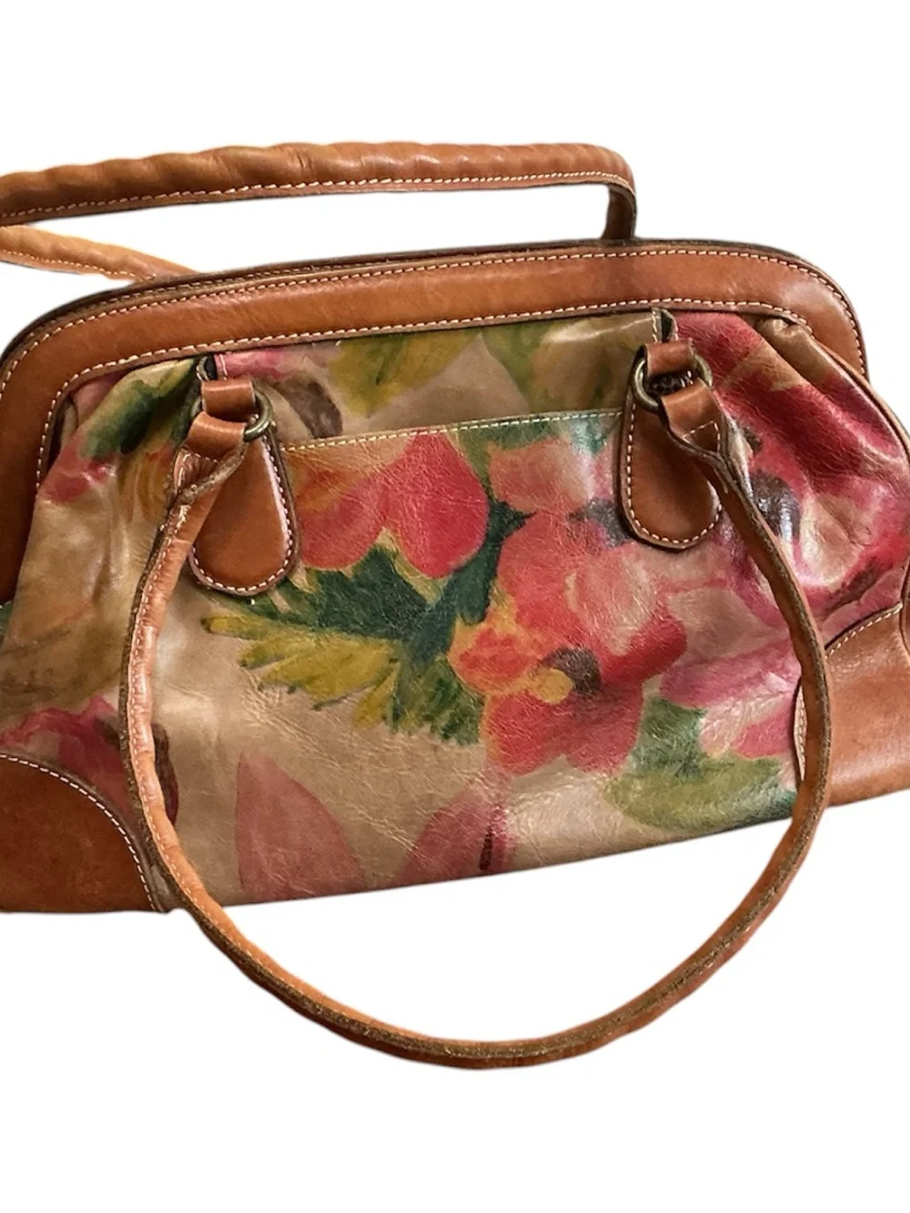 Patricia Nash Artisan Floral Motif Leather Satchel Handbag - Multicolor